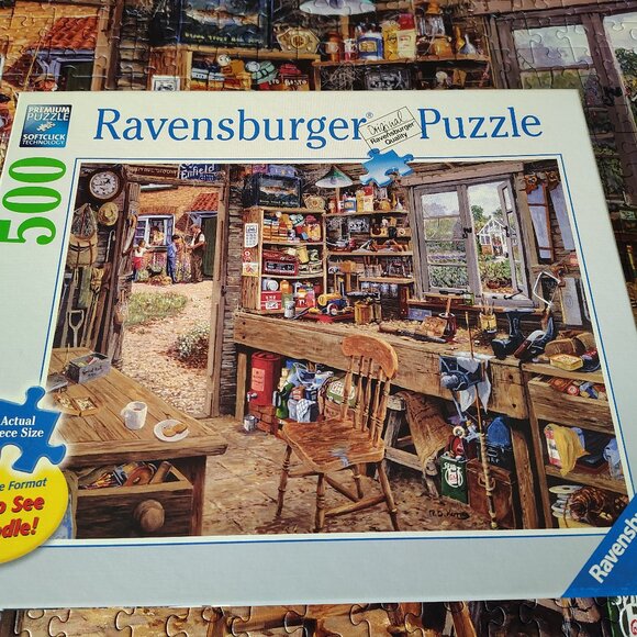 Ravensburger 500 Large Piece Puzzle "Dad's Shed" - Picture 2 of 3